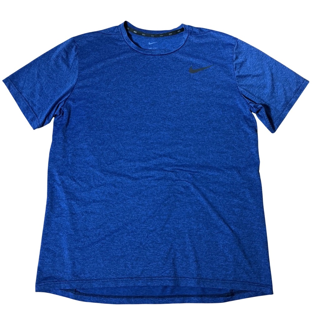 Nike Dri-FIT Heather Training T-Shirt Mens Large Blue Performance Swoosh Stretch